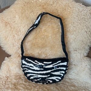 Sequin Zebra Print Shoulder Bag